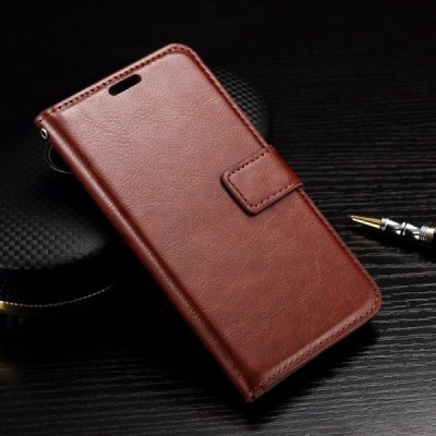 LG K10 (K420N) atverčiamas rudas odinis dėklas - piniginė / Priedai.lt