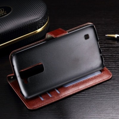 LG K10 (K420N) atvēramais ādas brūns maciņš (maks) / Vacins.lv