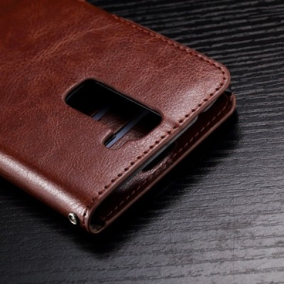 LG K10 (K420N) atvēramais ādas brūns maciņš (maks) / Vacins.lv