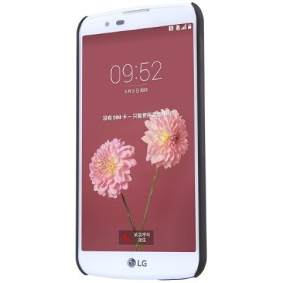 LG K10 (K420N) Nillkin Frosted Shield juodas plastikinis dėklas + apsauginė ekrano plėvelė / Priedai.lt