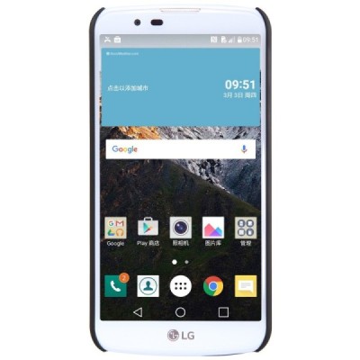 LG K10 (K420N) Nillkin Frosted Shield juodas plastikinis dėklas + apsauginė ekrano plėvelė / Priedai.lt