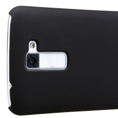 LG K10 (K420N) Nillkin Frosted Shield juodas plastikinis dėklas + apsauginė ekrano plėvelė / Priedai.lt