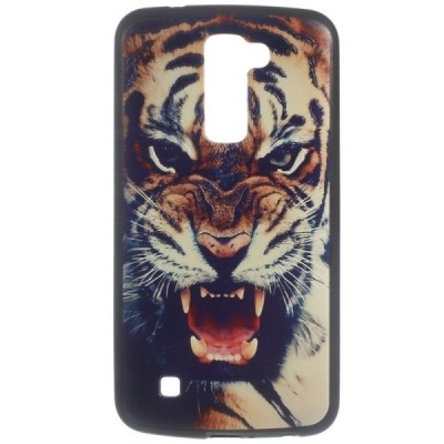 LG K10 (K420N) krāsains cieta silikona apvalks - Tigras / Vacins.lv