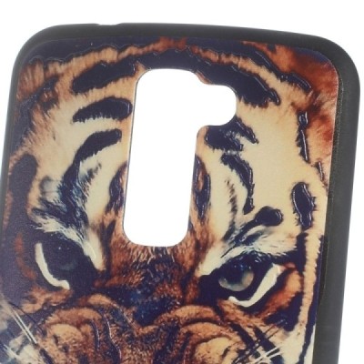 LG K10 (K420N) krāsains cieta silikona apvalks - Tigras / Vacins.lv