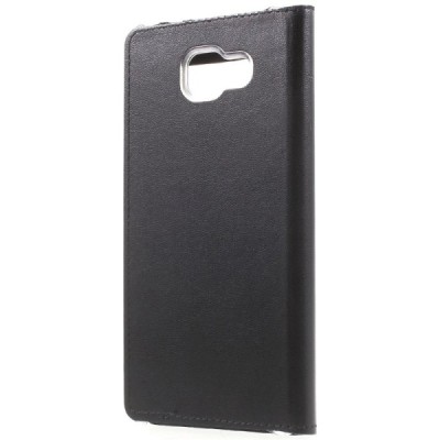 Samsung Galaxy A7 2016 (A710) juodas odinis atverčiamas „Smart Window“ dėklas su langeliu / Priedai.lt