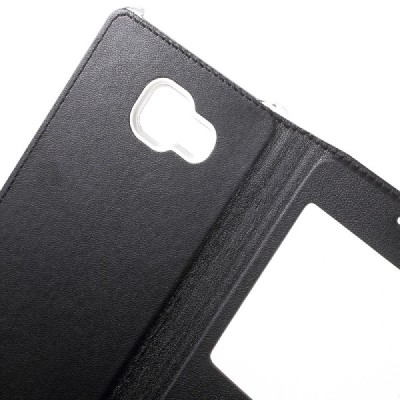 Samsung Galaxy A7 2016 (A710) juodas odinis atverčiamas „Smart Window“ dėklas su langeliu / Priedai.lt