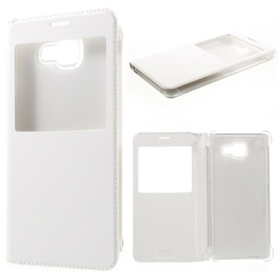 Samsung Galaxy A7 2016 (A710) baltas odinis atverčiamas „Smart Window“ dėklas su langeliu / Priedai.lt
