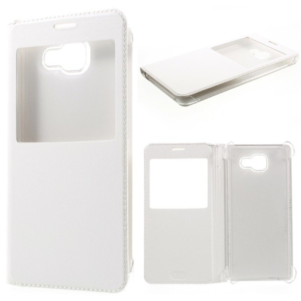 „Smart Window“ atverčiamas odinis dėklas - baltas (Galaxy A7 2016)
