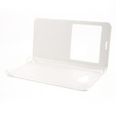 Samsung Galaxy A7 2016 (A710) baltas odinis atverčiamas „Smart Window“ dėklas su langeliu / Priedai.lt