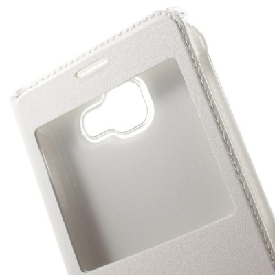 Samsung Galaxy A7 2016 (A710) baltas odinis atverčiamas „Smart Window“ dėklas su langeliu / Priedai.lt