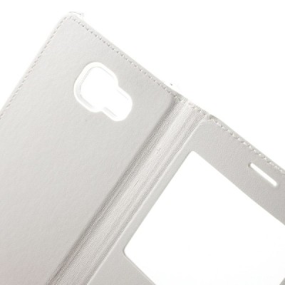 Samsung Galaxy A7 2016 (A710) baltas odinis atverčiamas „Smart Window“ dėklas su langeliu / Priedai.lt