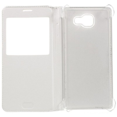 Samsung Galaxy A7 2016 (A710) baltas odinis atverčiamas „Smart Window“ dėklas su langeliu / Priedai.lt