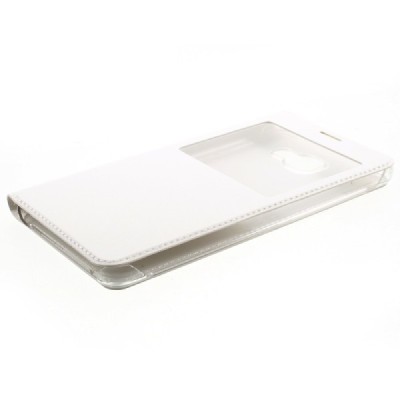 Samsung Galaxy A7 2016 (A710) baltas odinis atverčiamas „Smart Window“ dėklas su langeliu / Priedai.lt