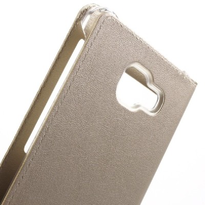 Samsung Galaxy A7 2016 (A710) auksinis odinis atverčiamas „Smart Window“ dėklas su langeliu / Priedai.lt