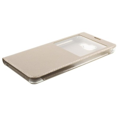 Samsung Galaxy A7 2016 (A710) auksinis odinis atverčiamas „Smart Window“ dėklas su langeliu / Priedai.lt