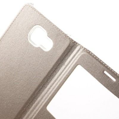 Samsung Galaxy A7 2016 (A710) auksinis odinis atverčiamas „Smart Window“ dėklas su langeliu / Priedai.lt