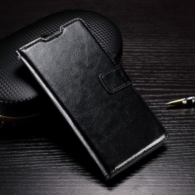 Samsung Galaxy A7 2016 (A710) atvēramais ādas melns maciņš (maks) / Vacins.lv