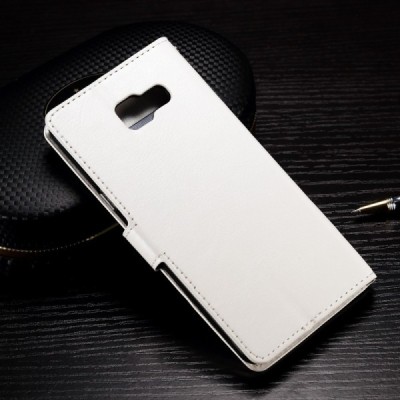 Samsung Galaxy A7 2016 (A710) atvēramais ādas balts maciņš (maks) / Vacins.lv