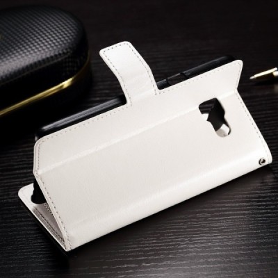 Samsung Galaxy A7 2016 (A710) atvēramais ādas balts maciņš (maks) / Vacins.lv