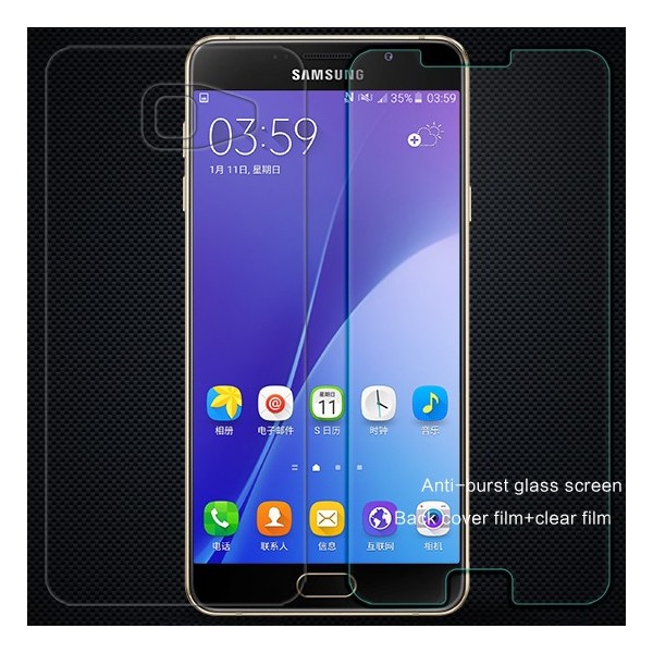 „Nillkin“ 9H Tempered Glass ekrāna aizsargstikls 0.33 mm + aizsargplēve aizmugurējām vāciņam (Galaxy A7 2016)