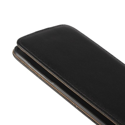 Samsung Galaxy A7 2016 (A710) klasikinis vertikaliai atverčiamas juodas odinis dėklas / Priedai.lt