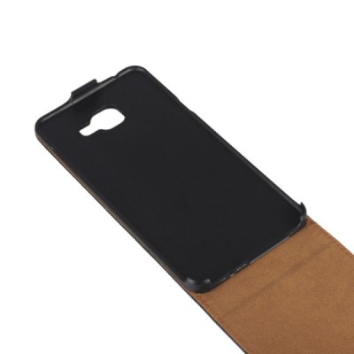 Samsung Galaxy A7 2016 (A710) klasikinis vertikaliai atverčiamas juodas odinis dėklas / Priedai.lt