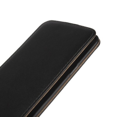 Samsung Galaxy A7 2016 (A710) klasikinis vertikaliai atverčiamas juodas odinis dėklas / Priedai.lt