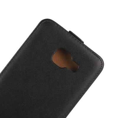 Samsung Galaxy A7 2016 (A710) klasikinis vertikaliai atverčiamas juodas odinis dėklas / Priedai.lt