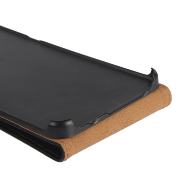 Samsung Galaxy A7 2016 (A710) klasikinis vertikaliai atverčiamas juodas odinis dėklas / Priedai.lt