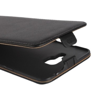 Samsung Galaxy A7 2016 (A710) klasikinis vertikaliai atverčiamas juodas odinis dėklas / Priedai.lt