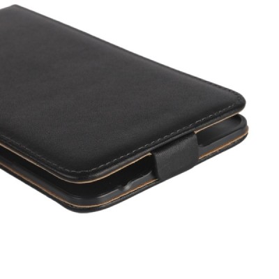 Samsung Galaxy A7 2016 (A710) klasikinis vertikaliai atverčiamas juodas odinis dėklas / Priedai.lt