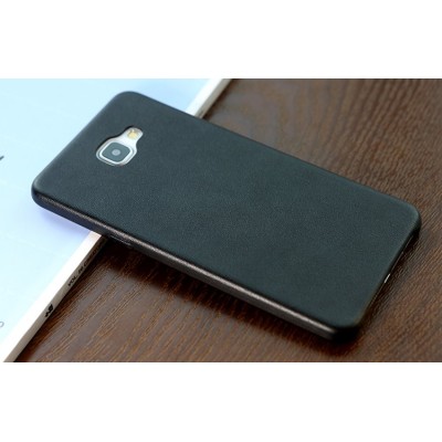 Samsung Galaxy A7 2016 (A710) „Rock“ Slim Leather juodas odinis dėklas - nugarėlė / Priedai.lt