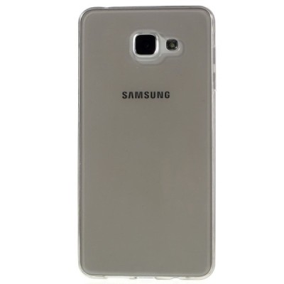 Samsung Galaxy A7 2016 (A710) skaidrus (permatomas) kieto silikono TPU ploniausias pasaulyje pilkas dėklas / Priedai.lt