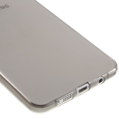 Samsung Galaxy A7 2016 (A710) skaidrus (permatomas) kieto silikono TPU ploniausias pasaulyje pilkas dėklas / Priedai.lt