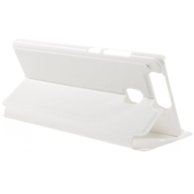 Huawei P9 balts atvēramais Smart Window ādas maciņš / Vacins.lv