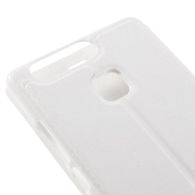 Huawei P9 balts atvēramais Smart Window ādas maciņš / Vacins.lv