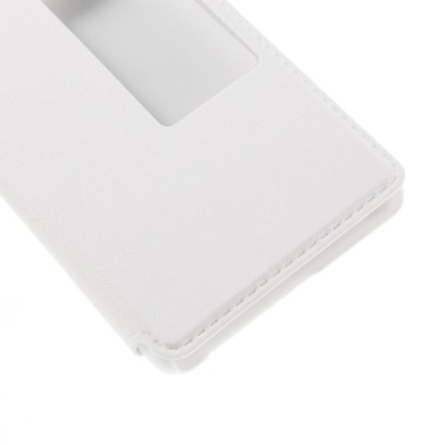 Huawei P9 balts atvēramais Smart Window ādas maciņš / Vacins.lv