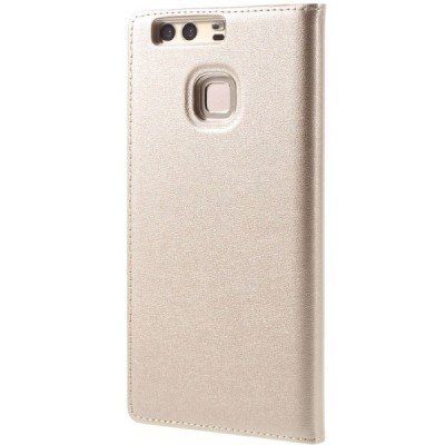 Huawei P9 zelta atvēramais ādas maciņš / Vacins.lv