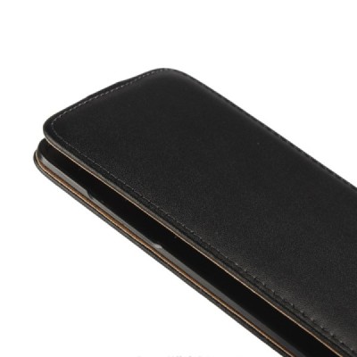 Samsung Galaxy A5 2016 (A510) klasisks ādas vertikāli atvēramais melns maciņš / Vacins.lv