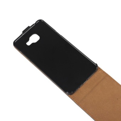 Samsung Galaxy A5 2016 (A510) klasisks ādas vertikāli atvēramais melns maciņš / Vacins.lv