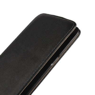 Samsung Galaxy A5 2016 (A510) klasisks ādas vertikāli atvēramais melns maciņš / Vacins.lv