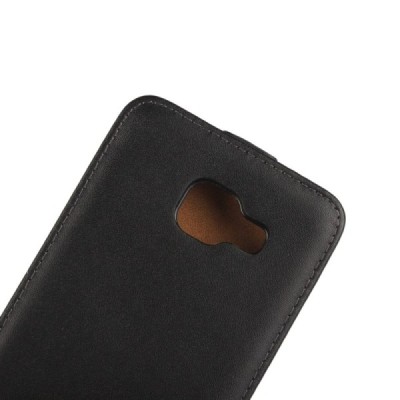 Samsung Galaxy A5 2016 (A510) klasisks ādas vertikāli atvēramais melns maciņš / Vacins.lv