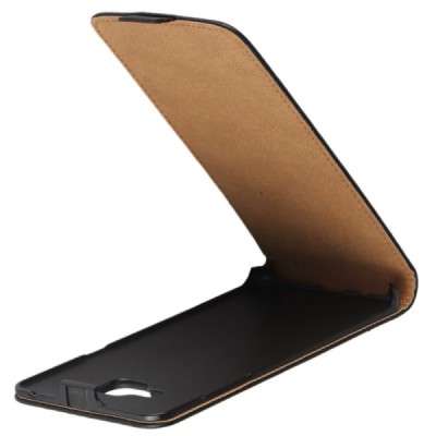 Samsung Galaxy A5 2016 (A510) klasisks ādas vertikāli atvēramais melns maciņš / Vacins.lv