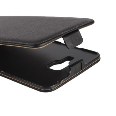 Samsung Galaxy A5 2016 (A510) klasisks ādas vertikāli atvēramais melns maciņš / Vacins.lv