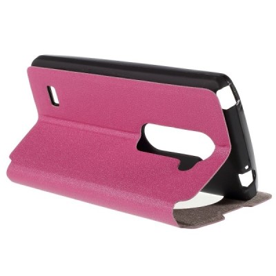 LG Leon 4G LTE (H340, H320) View Window atvēramais rozs maciņš / Vacins.lv