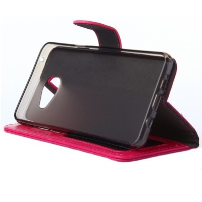 Samsung Galaxy A5 2016 (A510F) atverčiamas rožinis odinis dėklas - piniginė / Priedai.lt