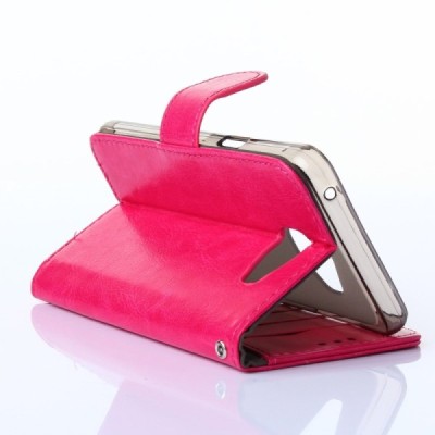 Samsung Galaxy A5 2016 (A510F) atverčiamas rožinis odinis dėklas - piniginė / Priedai.lt