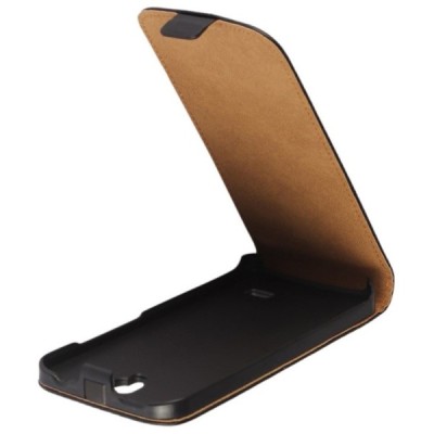 Huawei Y5 (Y560) klasisks ādas vertikāli atvēramais melns maciņš / Vacins.lv