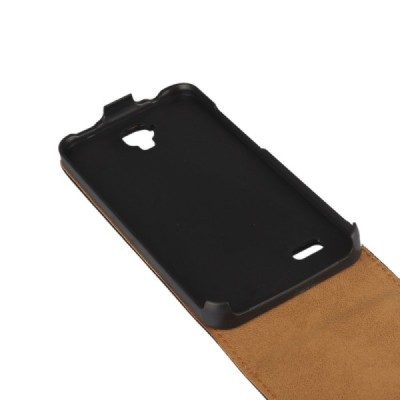 Huawei Y5 (Y560) klasisks ādas vertikāli atvēramais melns maciņš / Vacins.lv