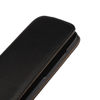 Huawei Y5 (Y560) klasisks ādas vertikāli atvēramais melns maciņš / Vacins.lv